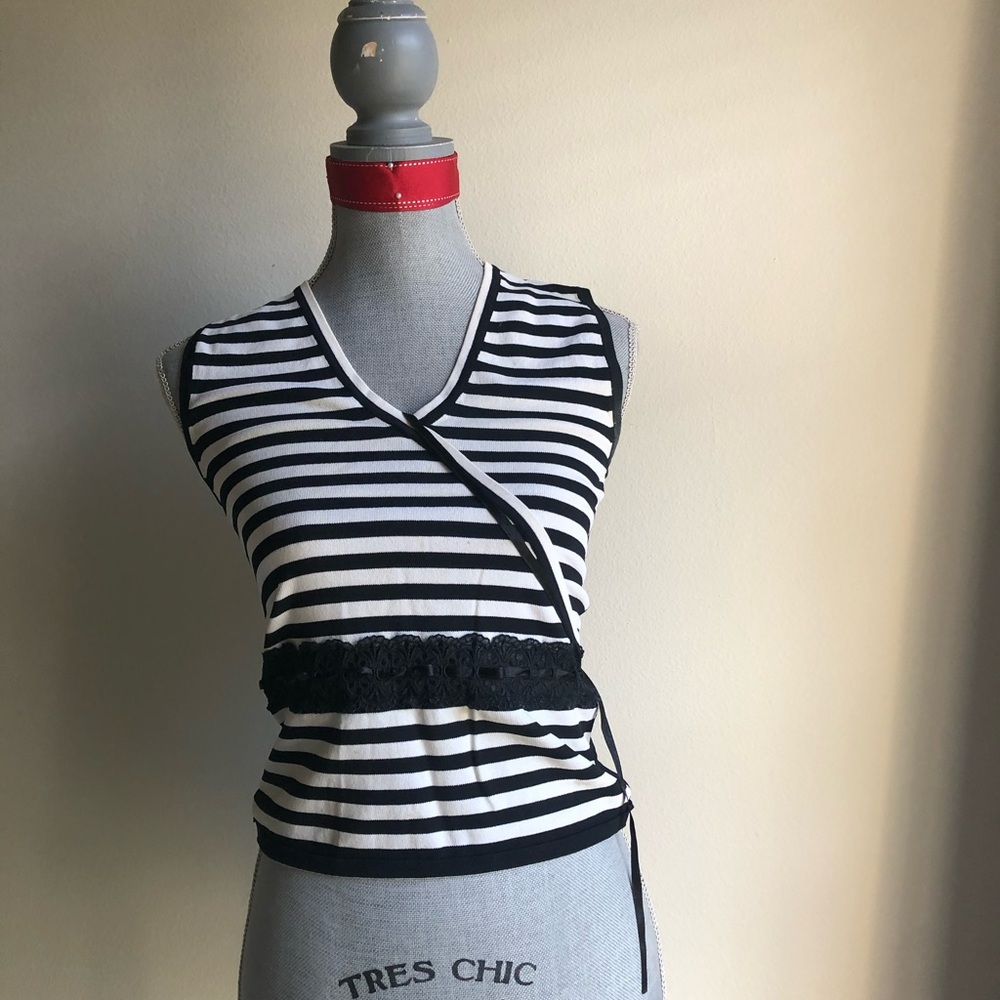 Black and White Striped Women's Top